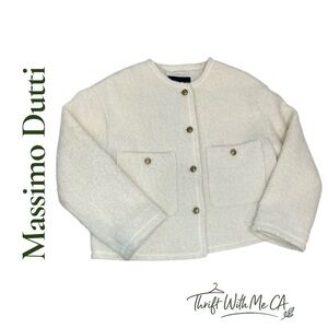 Massimo Dutti Off-White Textured Cardigan